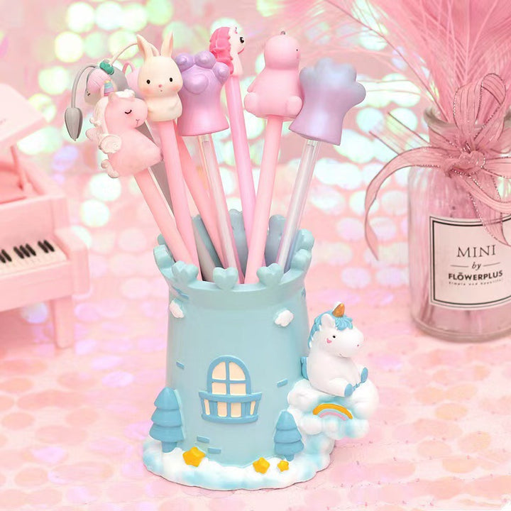 Decorative animal figure with pencil holder and light