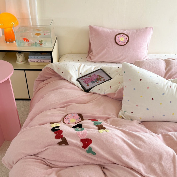 Milk fiber fleece bedding set for winter