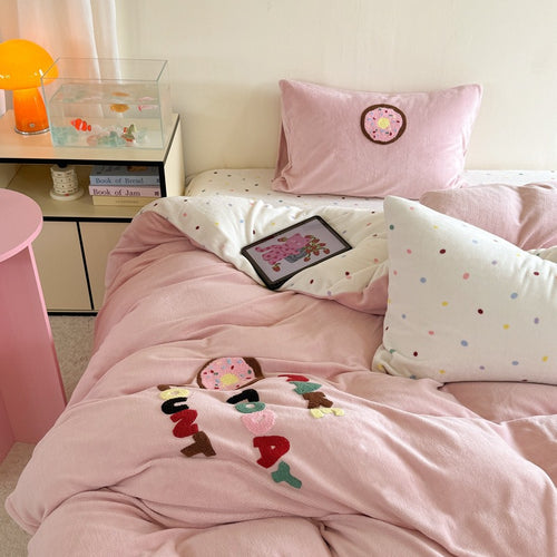 Milk fiber fleece bedding set for winter