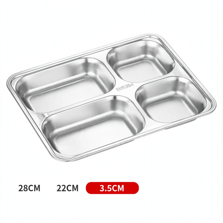 Stainless steel tray with compartments, square