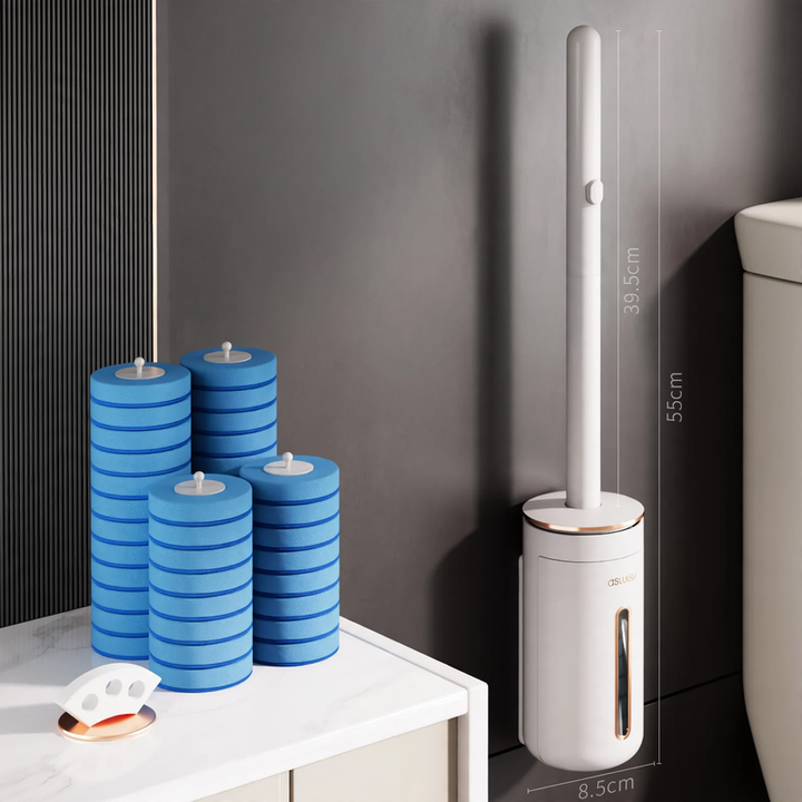 Toilet brush with interchangeable brush heads
