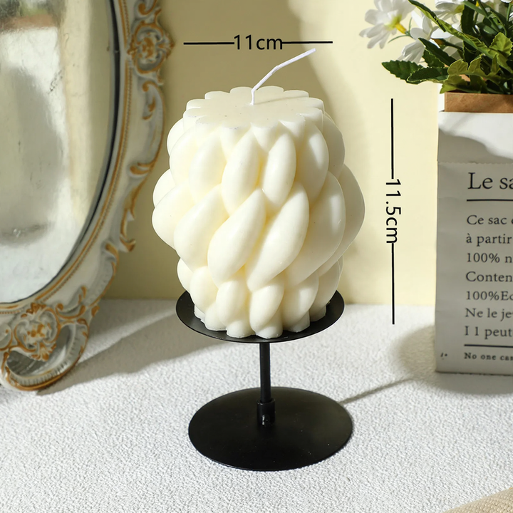 White geometric scented candle, Nordic, pillar shape