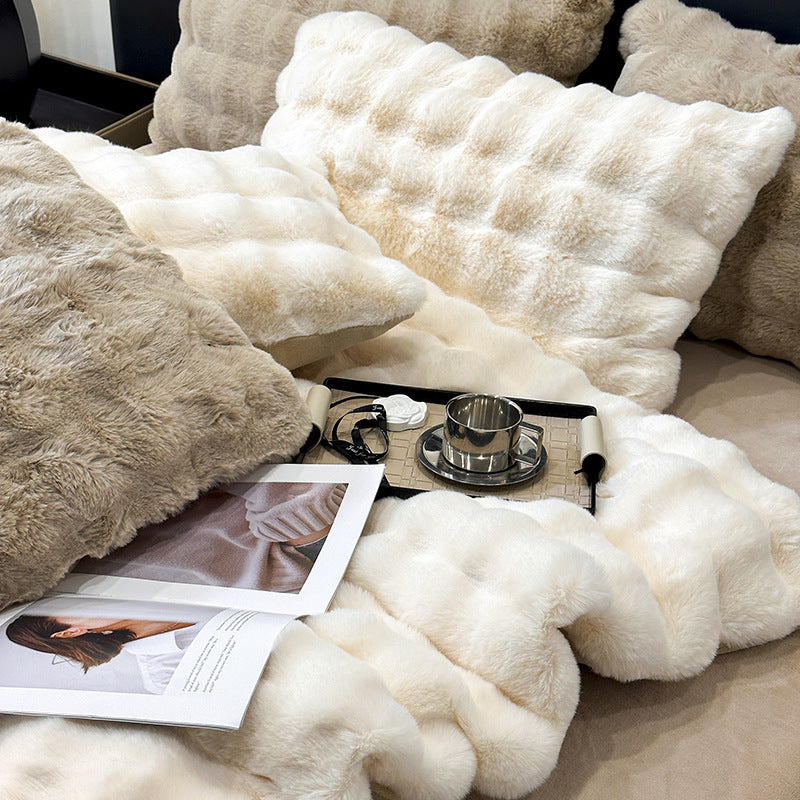 Winter bedding set made of coral fleece