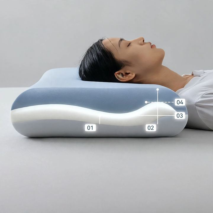 Memory foam neck support pillow, wave profile