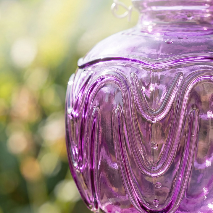 Decorative glass birdbath for hanging