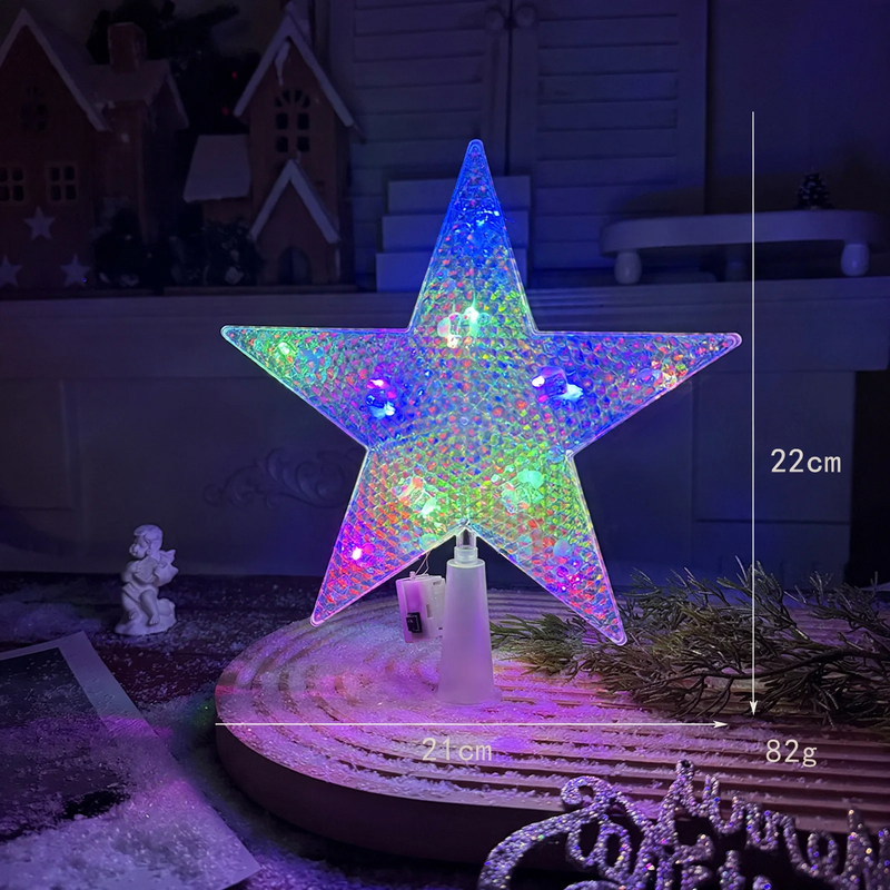 Illuminated Christmas tree top star made of plastic
