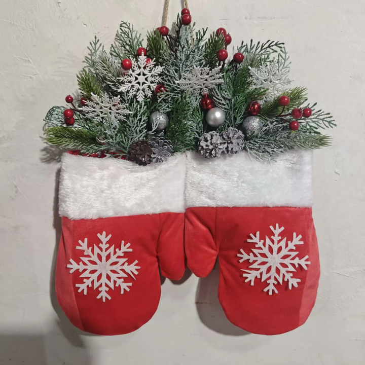 Illuminated Christmas wreath in glove shape