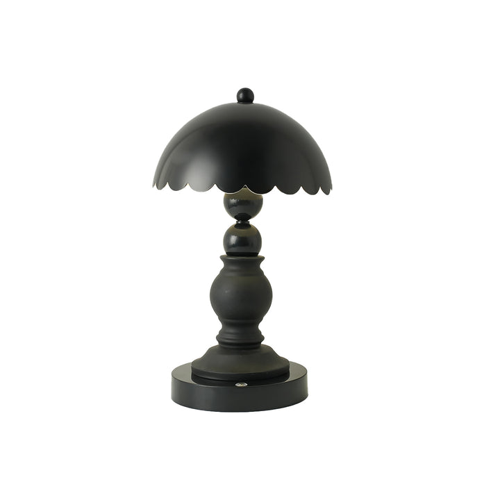 Black table lamp with column design, touch control
