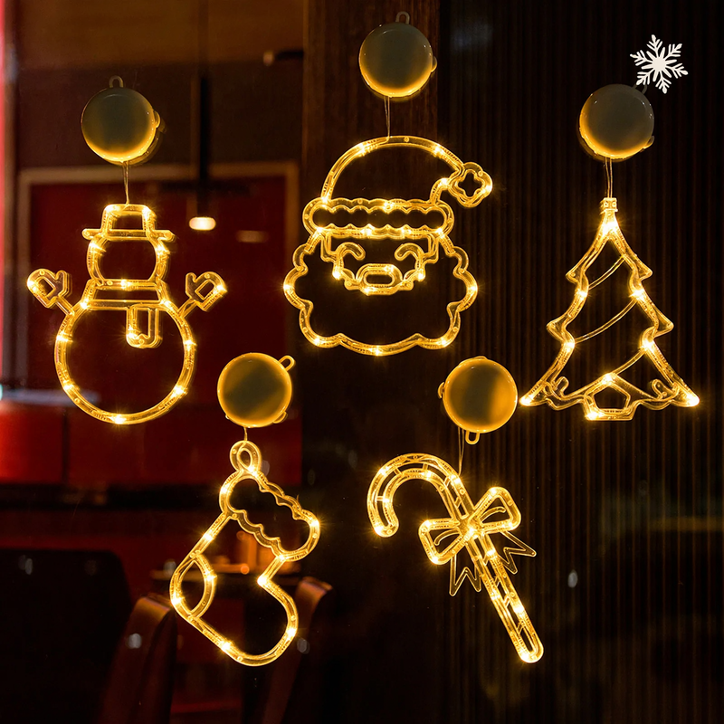 LED window light with suction cup, festive design
