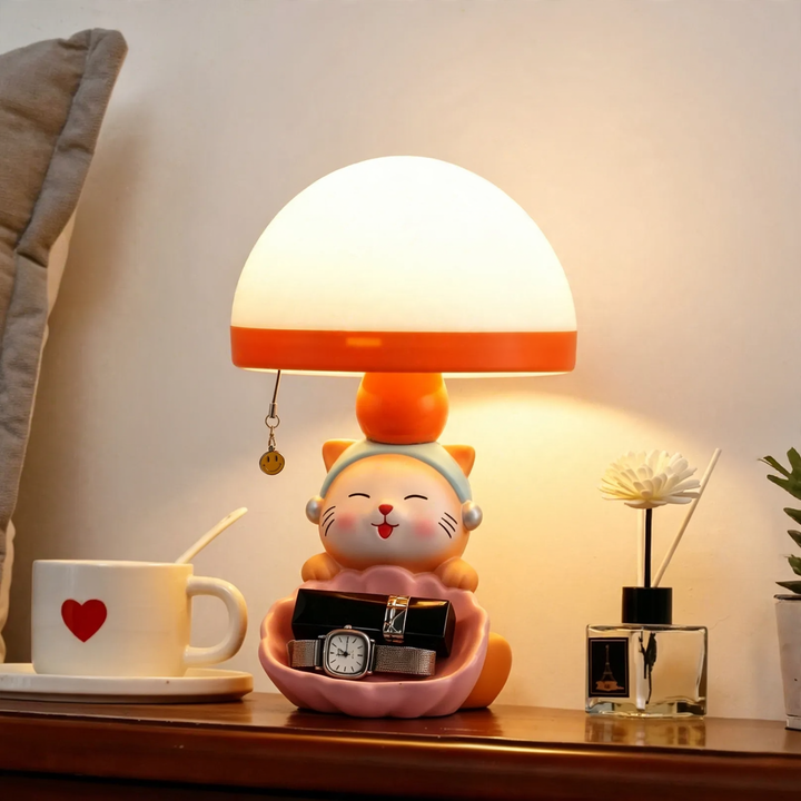 Cartoon Cat Table Lamp with Storage