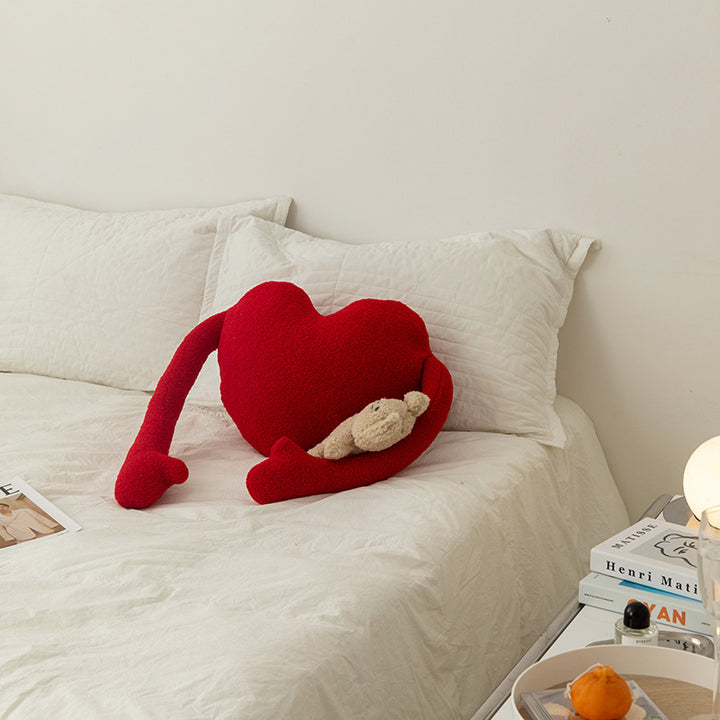 Heart-shaped plush cushion, soft, 41x38 cm