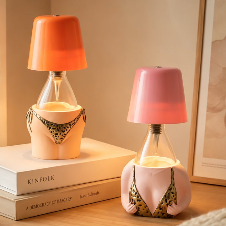 Table lamp bottle, leopard pattern, ABS