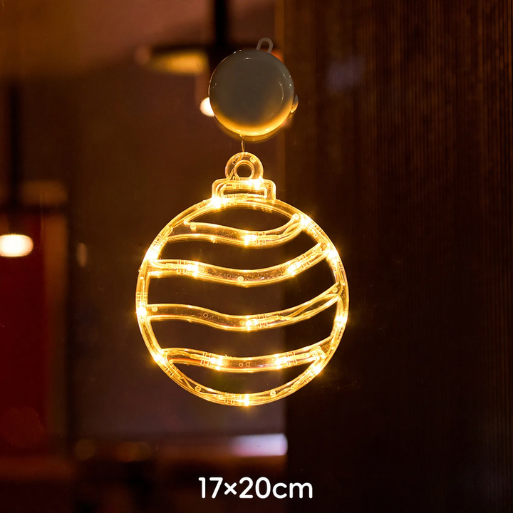 LED window light with suction cup, festive design