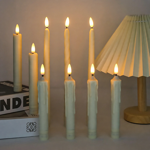 LED-Tea Light Candle Set with Remote Control, Plastic