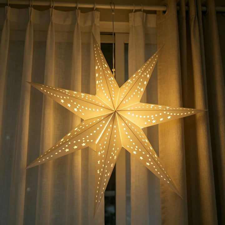 Scandinavian paper star with LED lighting