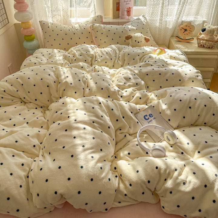 Milk fiber fleece bedding set, simple design
