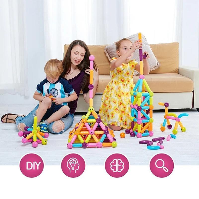 Magnetic construction set with balls and rods | Bowlift