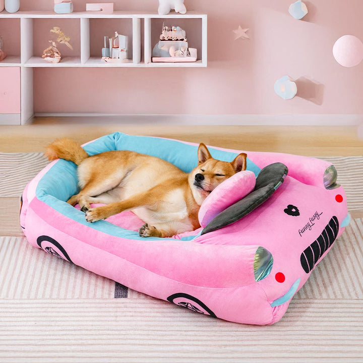 BowLift | FurElegance Classic Convertible Race Car Bed | Luxury bolster dog bed for stylish comfort and support