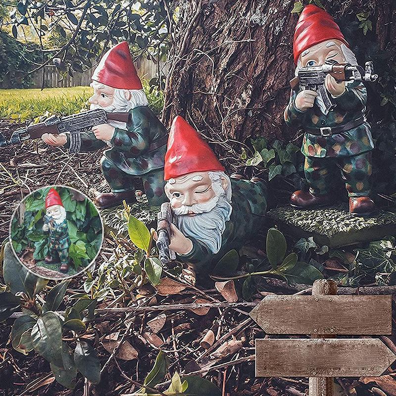 BowLift | Military Garden Gnome with Camouflage Uniform