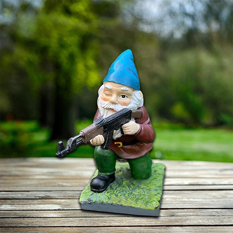 Military Garden Gnome With Camouflage Uniform | Bowlift