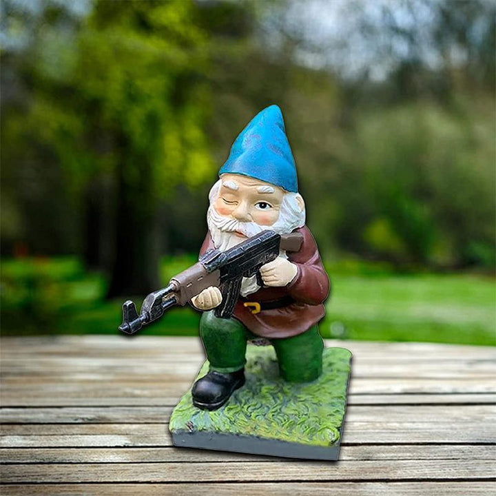 Military Garden Gnome With Camouflage Uniform | Bowlift
