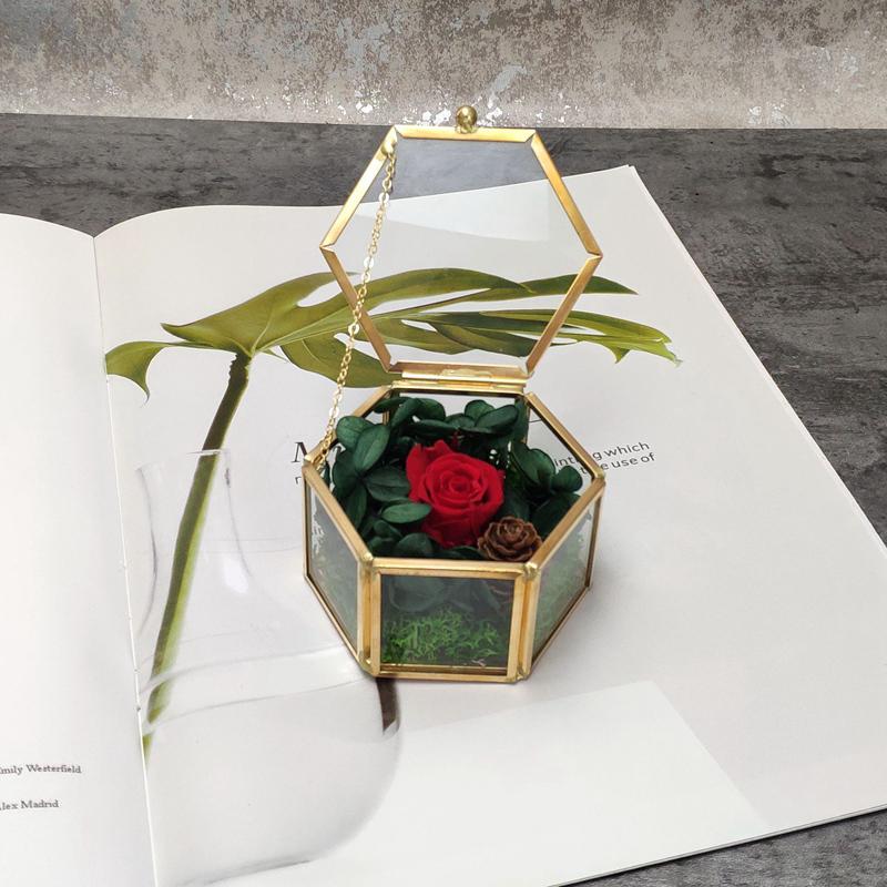 BowLift | Hexagon Transparent Glass Jewelry Box