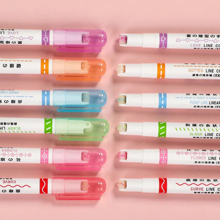 BowLift | BEST GIFTS FOR CHILDREN - Dual Tip Markers with 6 different curve shapes fine tips