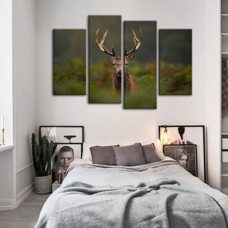 4 Piece Curios Deer Amongst Ferns - Canvas Wall Art Painting | Bowlift
