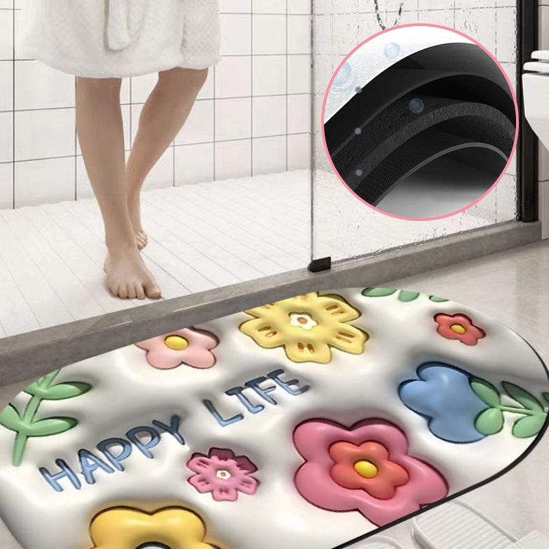 BowLift | 3D flower soft diatom mud absorbent floor mat