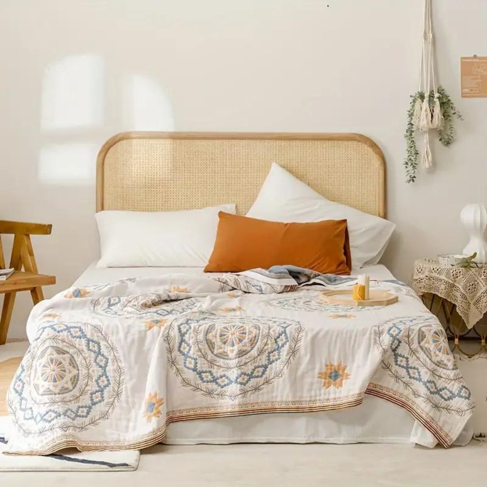 BowLift | Cotton Throw Blanket with Mandala Boho Print