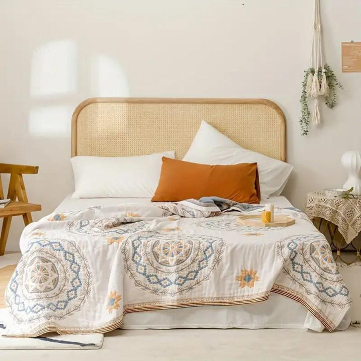 BowLift | Cotton Throw Blanket with Mandala Boho Print