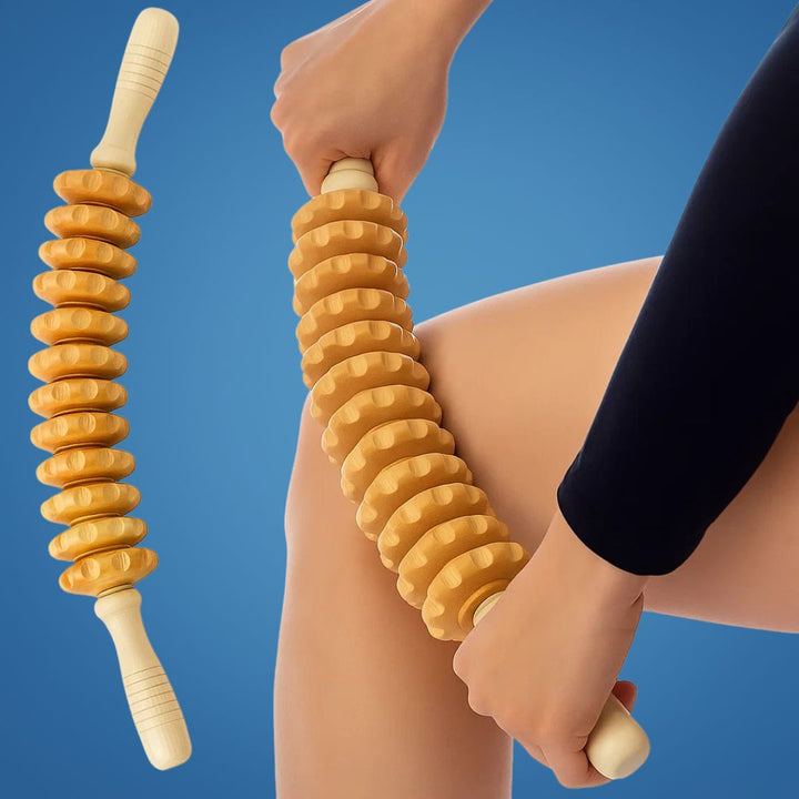 De-Puffing Anti-Cellulite Wood Massager – Skin Smoothing Pain Relief – Home Body Sculpting Tool Bowlift