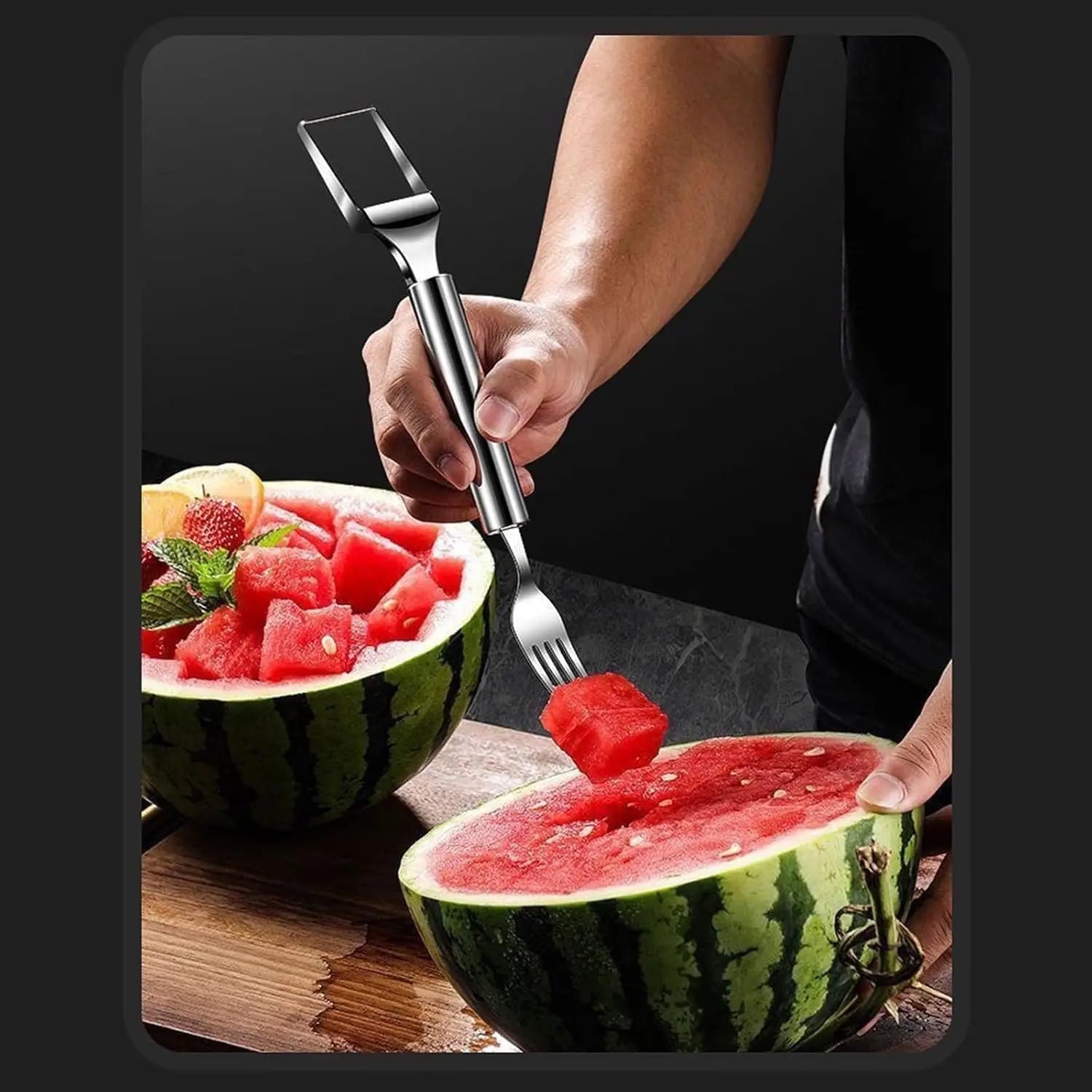 BowLift | 2-in-1 Stainless Steel Watermelon Cutter – Cut & Serve with just one tool