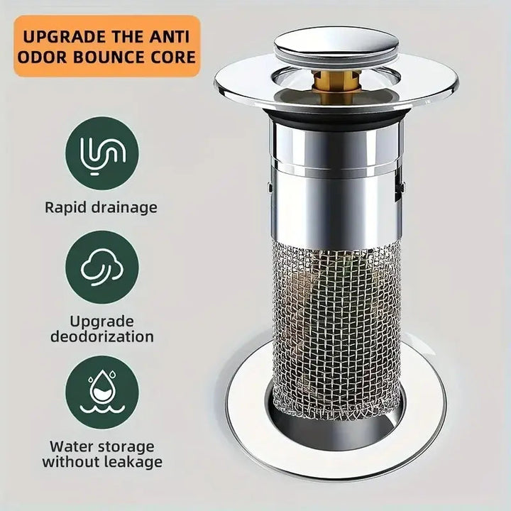 BowLift | Stainless Steel Pop-Up Drain Strainer for Effortless Clog Prevention