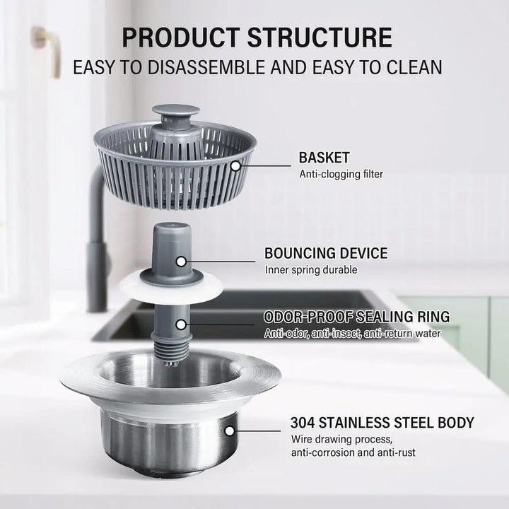 BowLift | Drain strainer with clogging and odor pRedection for sink