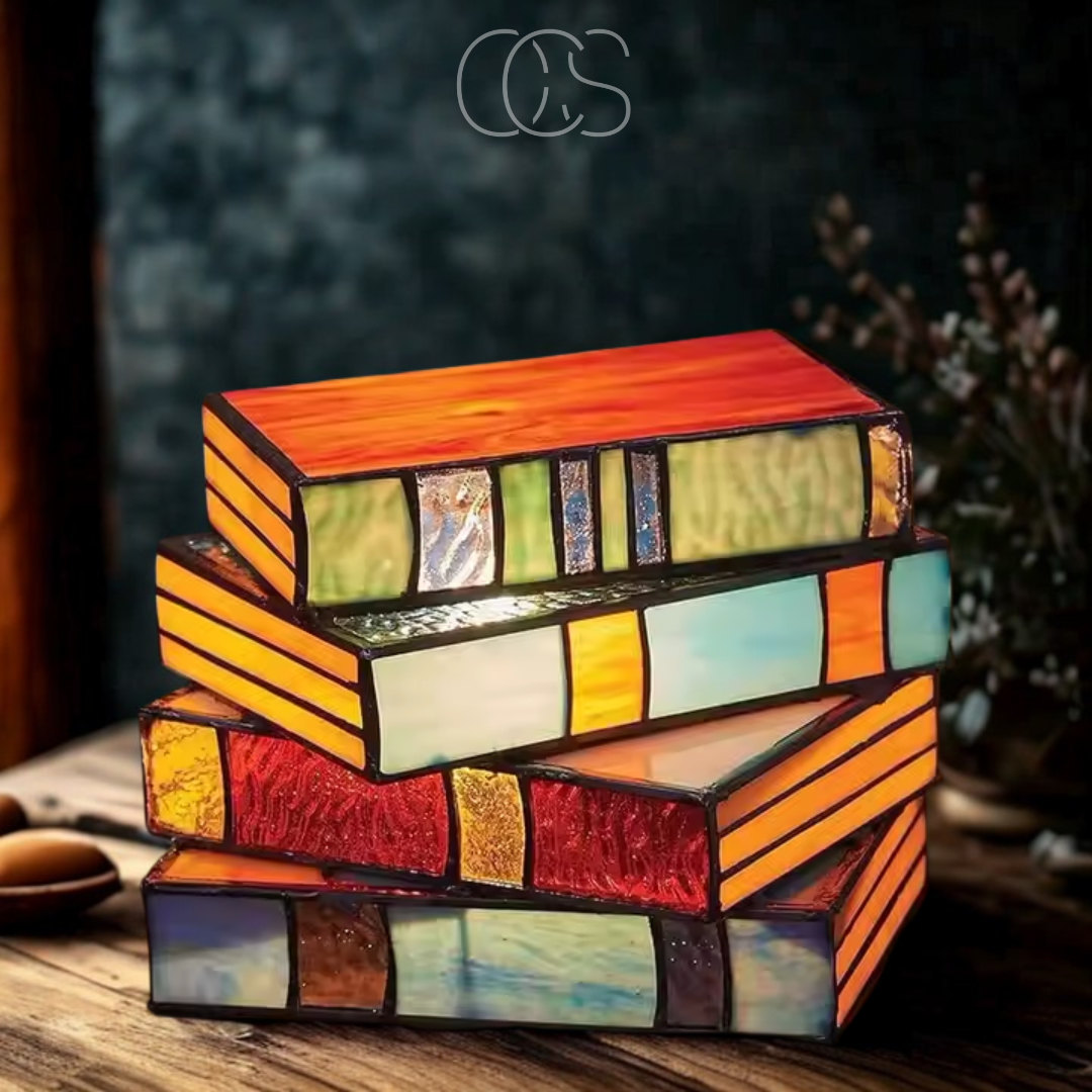 BowLift | Wireless Mosaic Book Lamp – Tiffany Style Decorative Table Light for Reading & Ambience