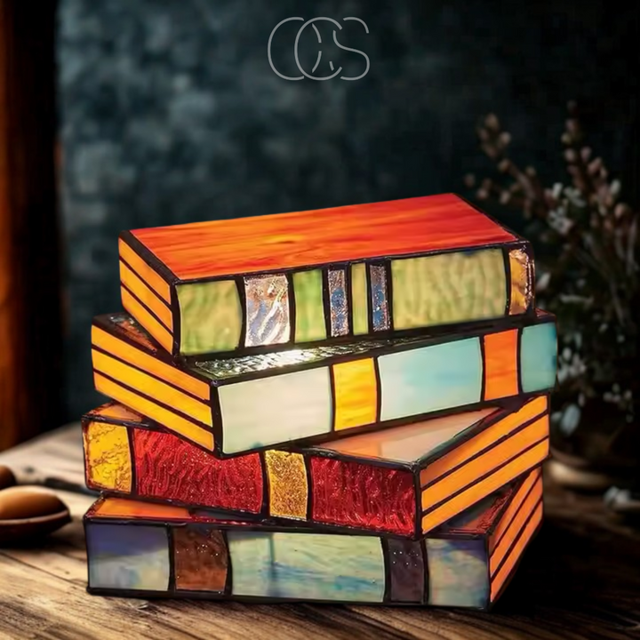 BowLift | Wireless Mosaic Book Lamp – Tiffany Style Decorative Table Light for Reading & Ambience