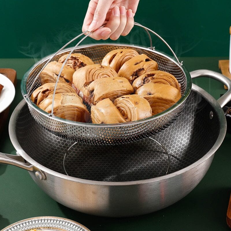 Multi-function Stainless Steel Steamer Drain Basket with Handle | Bowlift