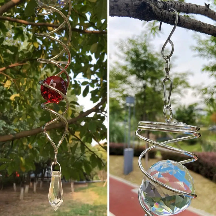 Wind Chimes Decor Crystal Gazing Ball Spiral Tail Wind Spinner Stabilizer | Bowlift