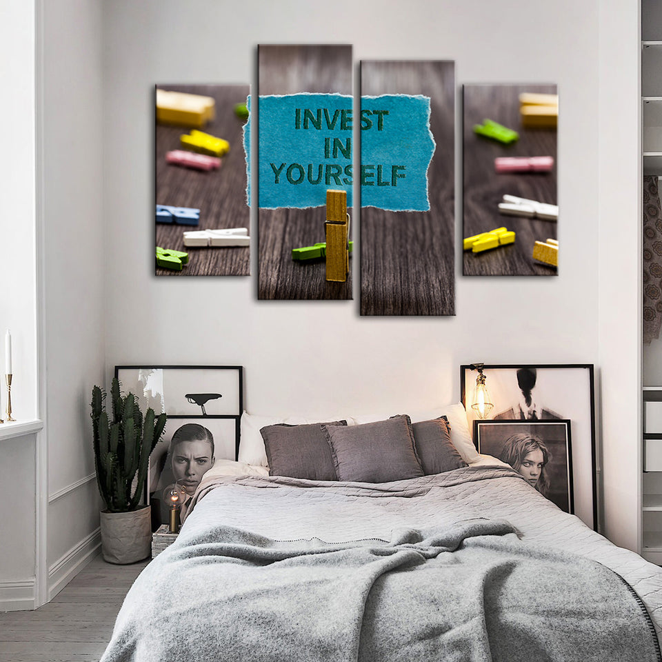 Invest In Yourself 4 Piece - Canvas Wall Art Painting | Bowlift