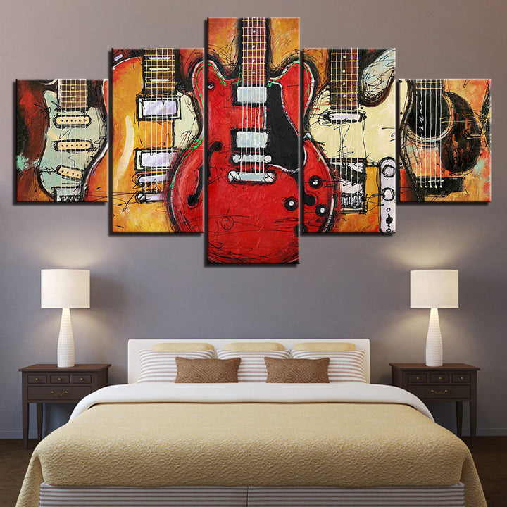 Guitars On Guitars - Canvas Wall Art Painting | Bowlift