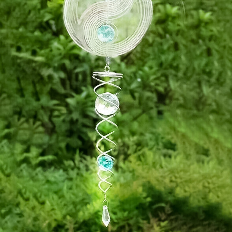 Wind Chimes Decor Crystal Gazing Ball Spiral Tail Wind Spinner Stabilizer | Bowlift