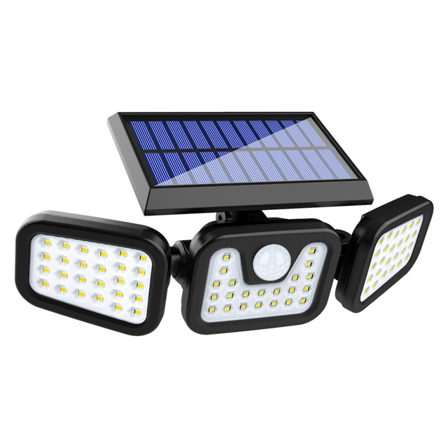 BowLift | Solar LED floodlight with motion sensor – 3-beam outdoor lighting for garden, yard, and garage