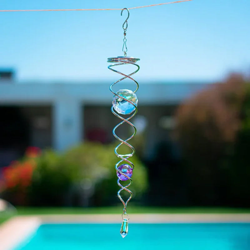Wind Chimes Decor Crystal Gazing Ball Spiral Tail Wind Spinner Stabilizer | Bowlift