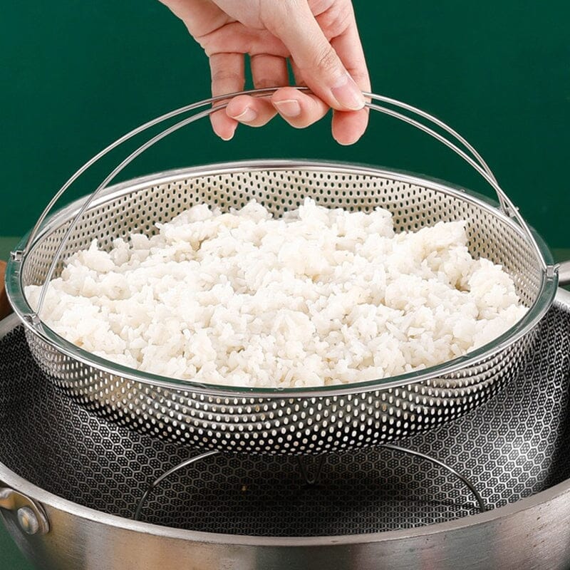Multi-function Stainless Steel Steamer Drain Basket with Handle | Bowlift