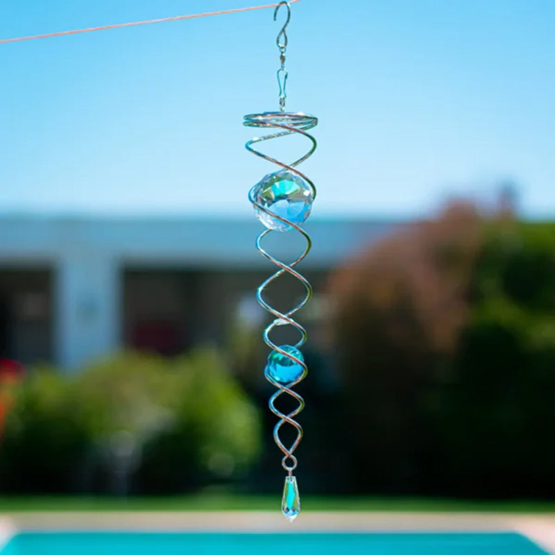 Wind Chimes Decor Crystal Gazing Ball Spiral Tail Wind Spinner Stabilizer | Bowlift