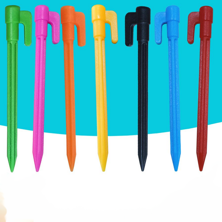 BowLift | Plastic Tent Stakes with Hooks – Camping Tent Pegs for Tarps and Canopies