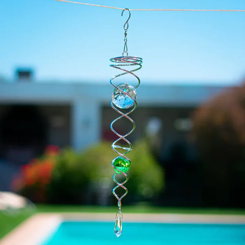 Wind Chimes Decor Crystal Gazing Ball Spiral Tail Wind Spinner Stabilizer | Bowlift