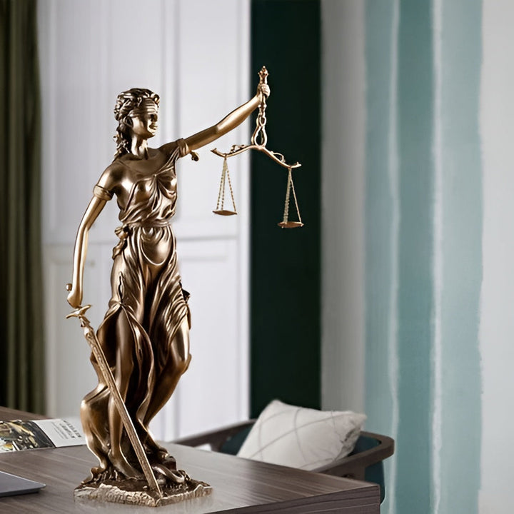 Statue of the Goddess of Justice – An elegant decorative sculpture of Justitia | Bowlift