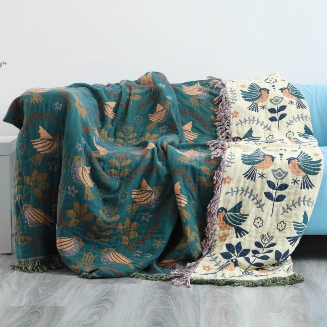 BowLift | Reversible Scandinavian Bird Throw Blanket